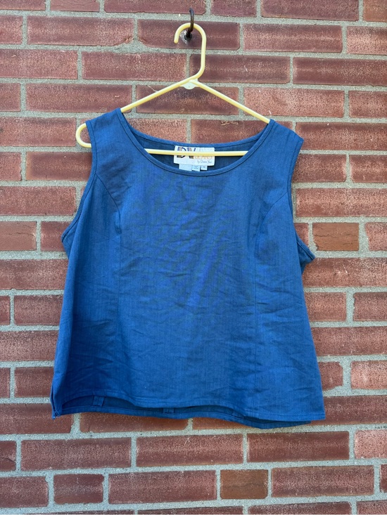 Donnavinci Tops - Vintage DV Jeans by Donna Vinci Blue Stretch Denim Tank Top Size 16